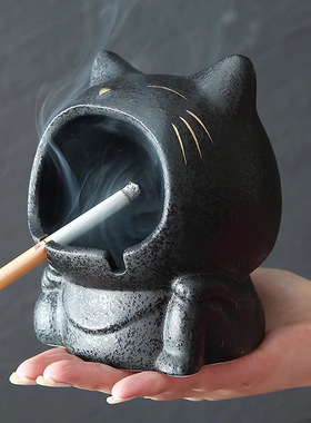 可爱卡通猫创意烟灰缸陶瓷家用客厅个性时尚潮流防飞灰大号烟灰缸