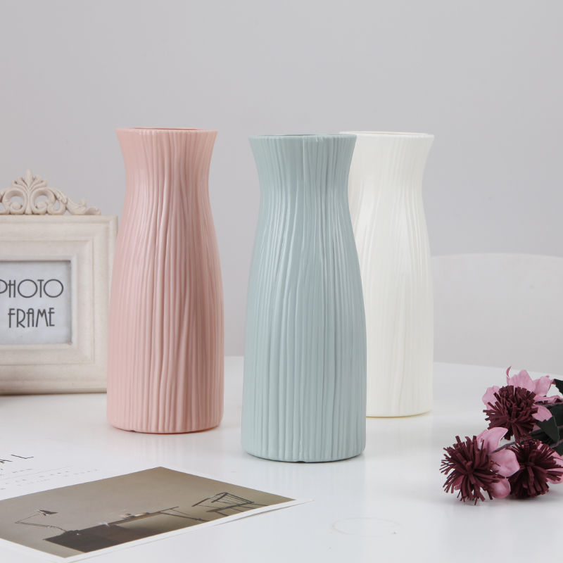 北欧塑料花瓶家用插花假花客厅现代创意简约轻奢家居白色装饰摆件
