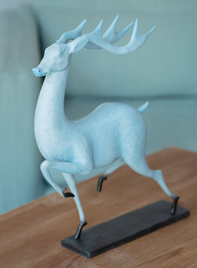 铜之美《踏歌》福鹿摆件中式桌面