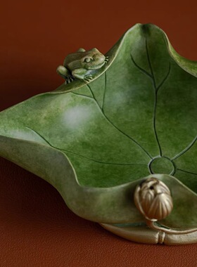 黄铜荷叶烟灰缸摆件创意礼品摆设