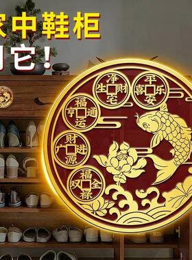 开门鞋柜去污鞋架莲花贴摆件家用荷花锦鲤金属贴装饰贴贴纸自粘