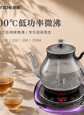 思腾黑水晶玻璃恒温泡茶电热水壶