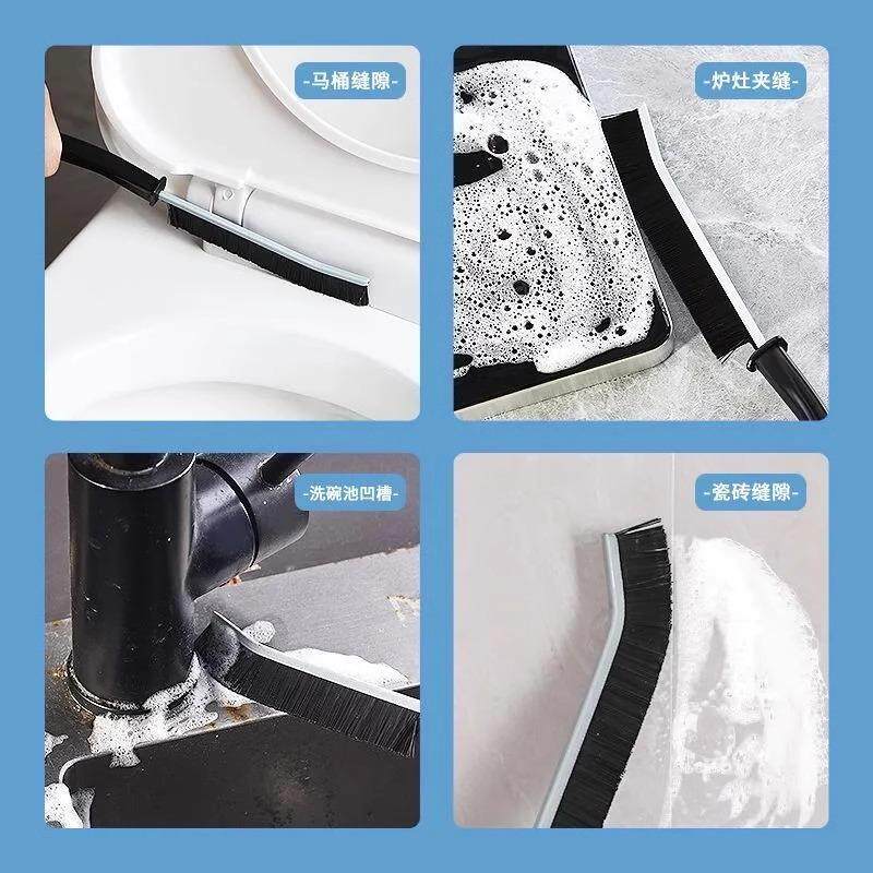 Long handle crevice brush for bathroom, kitchen and toilet
