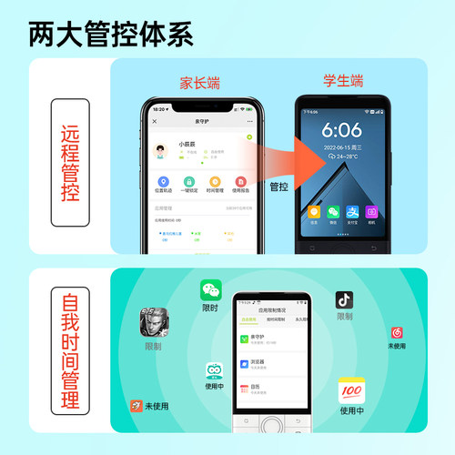 多亲F22Pro按键智能学生手机儿童专用老人老年机触屏直板功能机微信QQ抖音小学初中高中戒网瘾小米小爱同学-图2