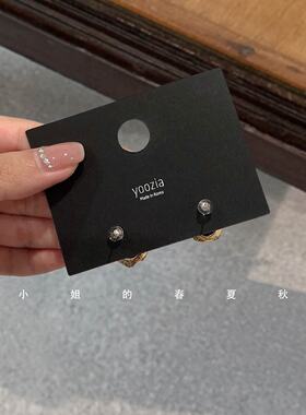 韩国饰品高级感复古丝绒方形耳钉