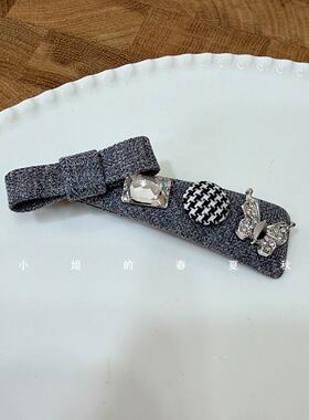 小众设计发饰头饰韩国掰掰夹ins风气质优雅刘海夹灰色镶钻发夹
