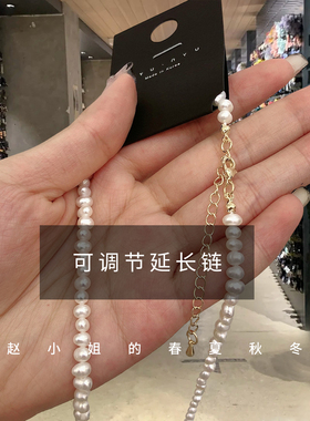 韩国东大门锁骨链2023新款网红气质饰品颈链可调节珍珠爱心项链