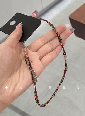 小众饰品高雅可爱甜美ins颈链2024新款锁骨链优雅项链彩色毛衣链