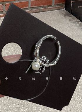韩国ins冷淡风不规则肌理指环轻奢蛇形珍珠交叉开口百搭叠戴戒指
