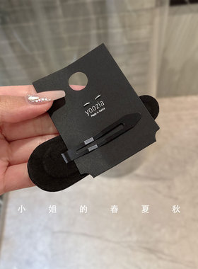 韩国发饰pu皮黑色蝴蝶结发夹