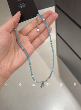 韩国饰品夏日精致串珠小熊项链