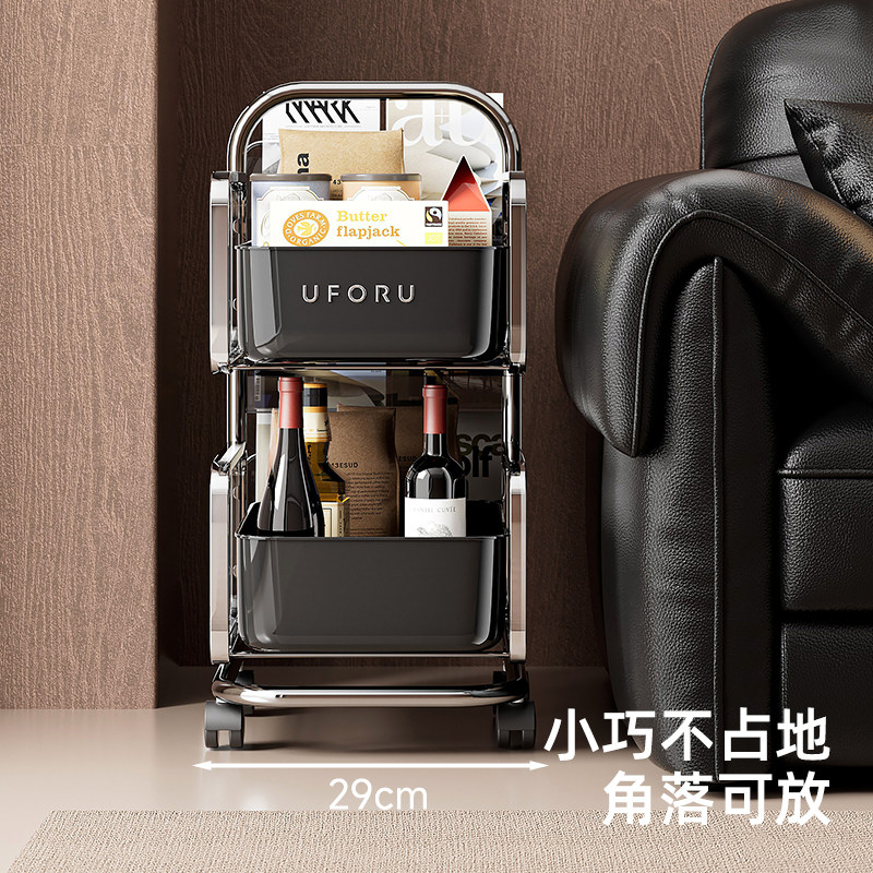 小推车客厅零食置物架落地多层可移动厨房果蔬收纳多功能放书包架,淘宝优惠券,粉丝福利购,淘宝优惠卷