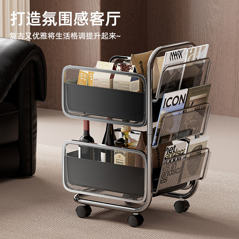小推车客厅零食置物架落地多层可移动厨房果蔬收纳多功能放书包架,淘宝优惠券,粉丝福利购,淘宝优惠卷