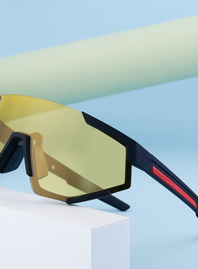 欧美新款时尚连体大框太阳镜潮户外骑行运动炫彩墨镜