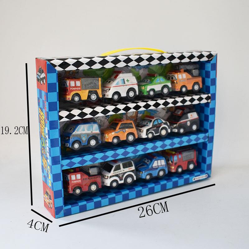 Box mini car toy Q version small police truck fire truck - 图1