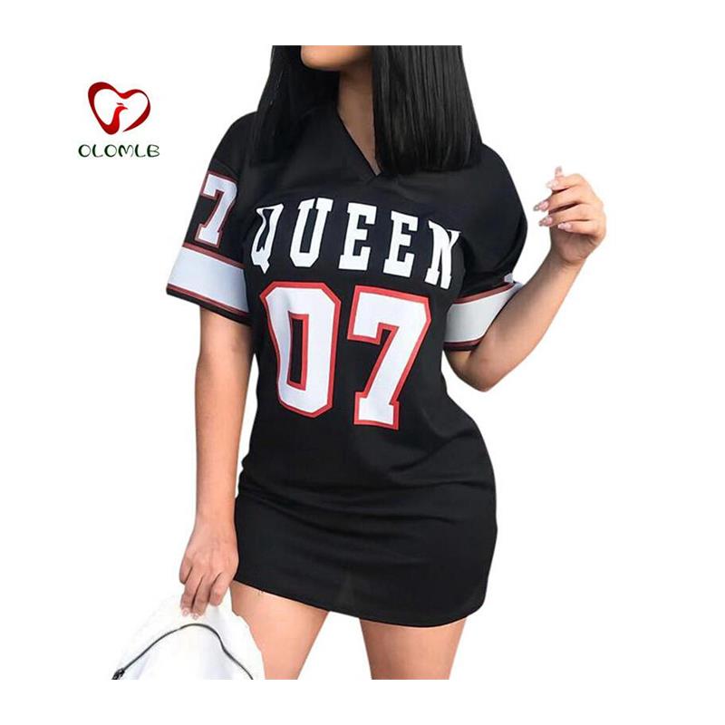 T Shirt Dress Women Short Dress Hip Hop Queen Printed Long T - 图3