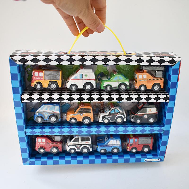 Box mini car toy Q version small police truck fire truck - 图2