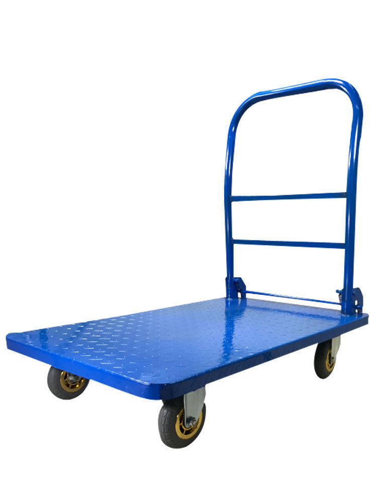 钢板手推车四轮平板车拉货车搬运小推车公司家用折叠运货板车拖车