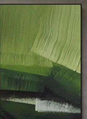 油画感侘寂风客厅绿色轻奢装饰画