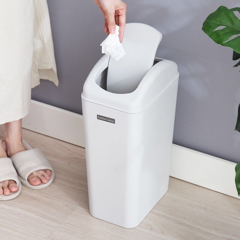 摇盖垃圾桶小号卧室卫生间家用北欧客厅厨房翻盖厕所分类纸篓带盖 - 图0