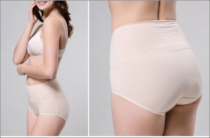 ab内裤女士高腰收腹裤弹力棉抗菌产后束身塑形贴身提臀小平角裤头 - 图1