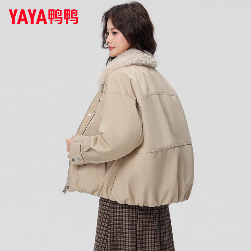 鸭鸭羽绒服女2025新款小个子时尚复古巴恩风洋气百搭爆款毛领外套 - 图1