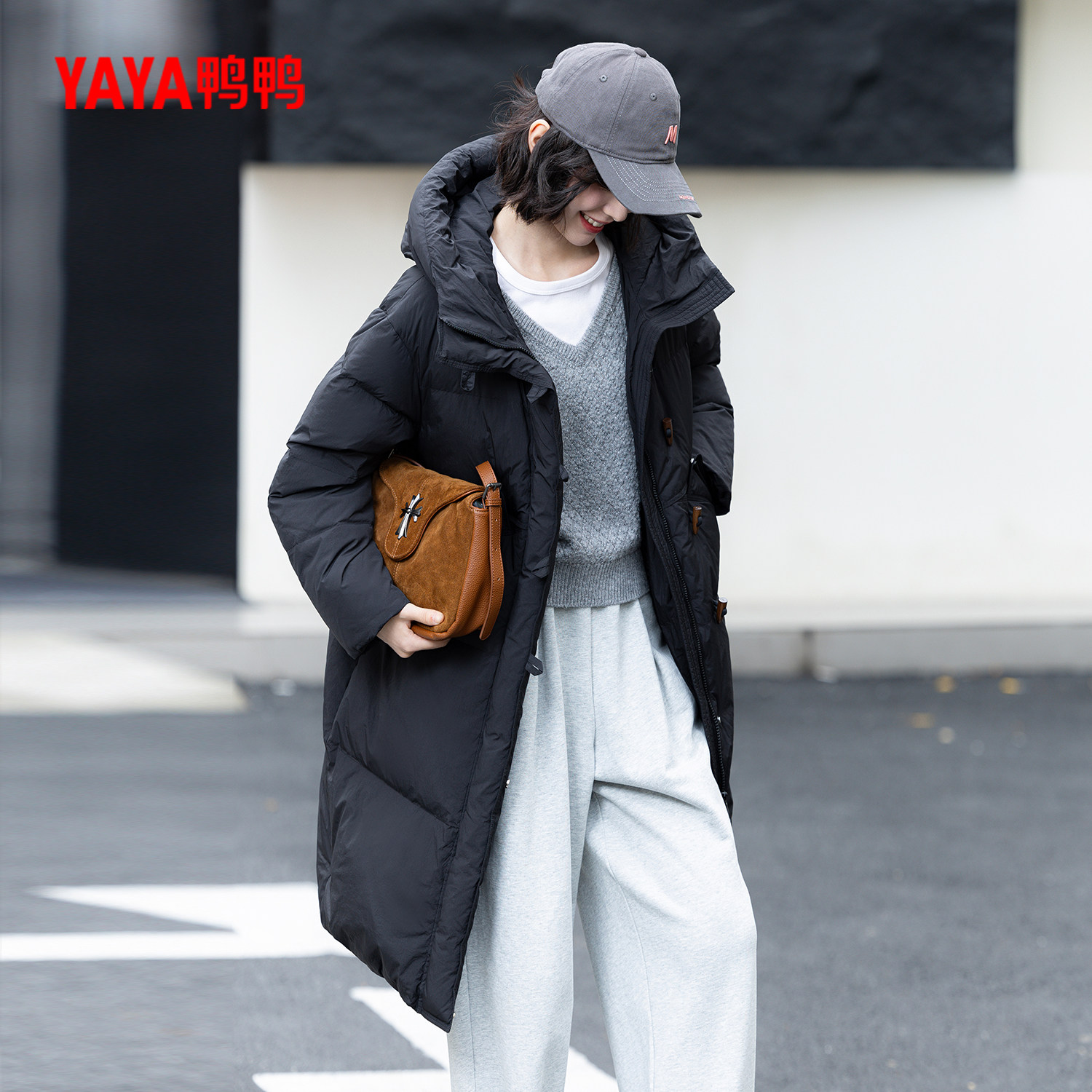 鸭鸭牛角扣羽绒服女中长款冬季新款时尚休闲连帽加厚保暖宽松外套,淘宝优惠券,粉丝福利购,淘宝优惠卷