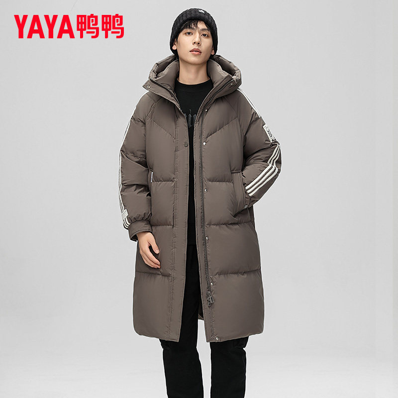 鸭鸭男士长款羽绒服2024冬季新品时尚户外保暖百搭连帽外套潮XB