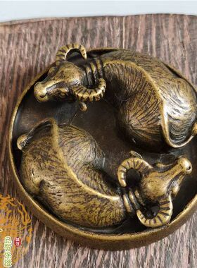 实心牛转乾坤黄铜招财桌面