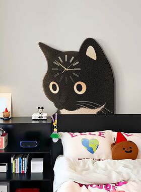稀奇古怪的钟猫咪钟表卡通客厅挂钟多巴胺餐厅时钟挂表创意墙上装