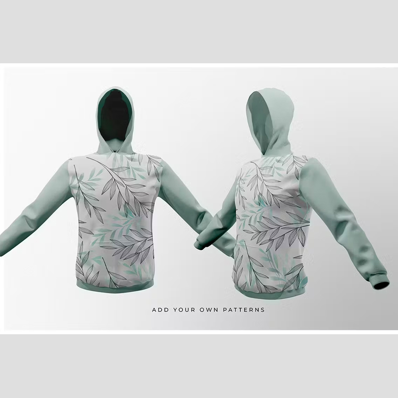 3D立体连帽衫正反面休闲卫衣PSD样机VI智能贴图效果服装设计素材 - 图2