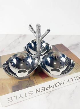 欧式不锈钢茶点盘创意水果盘家用茶几零食糖果点心干果碗小吃碟