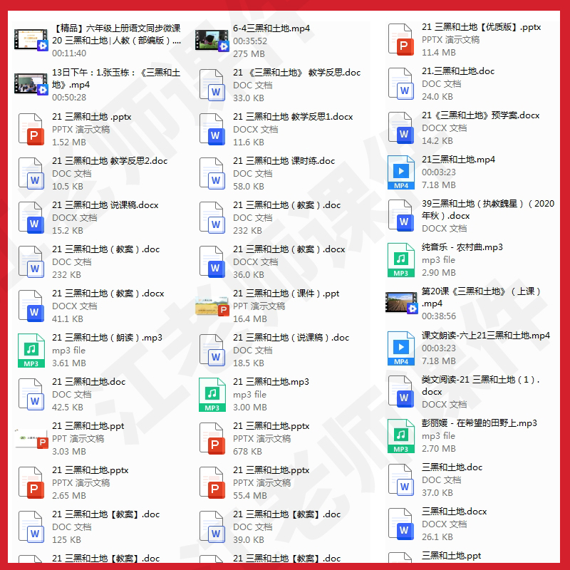 部编小学语文六年级上册《三黑和土地》教案课件ppt说课稿公开课 - 图1