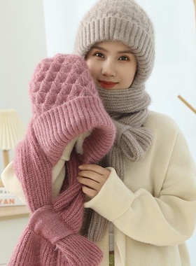 女冬季时尚保暖针织帽子围风雪帽