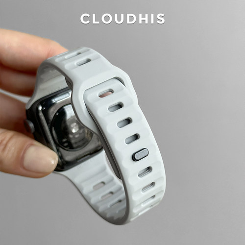 CloudHIS适用苹果手表带iwatch表带s12applewatchs9硅胶运动腕带Ultra46mm新款s11智能透气S8男女通用se3代10 - 图0