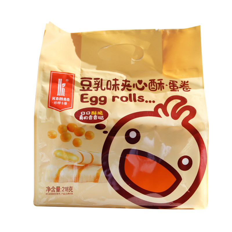咔啰卡曼咸蛋黄榴莲夹心蛋卷大礼包 益信食品蛋卷饼干