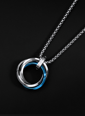 钛钢男三环相扣项链高级感