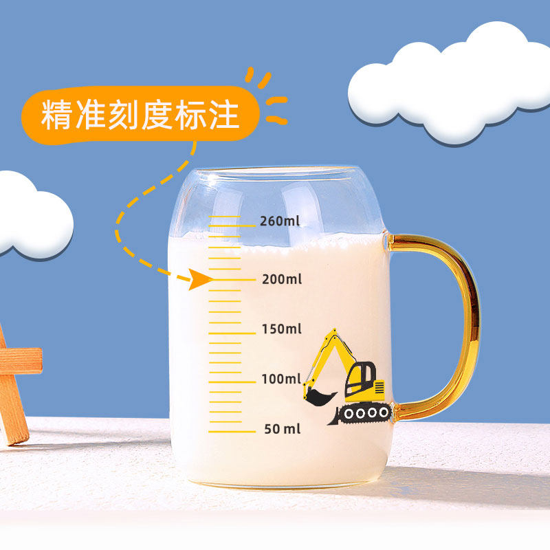 儿童牛奶杯带刻度宝宝奶杯家用微波炉可加热早餐奶粉耐高温玻璃杯,淘宝优惠券,粉丝福利购,淘宝优惠卷