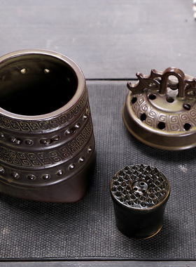 盘香炉 战国编钟风 陶瓷线香炉家用茶道居室供奉香薰炉 家居摆件