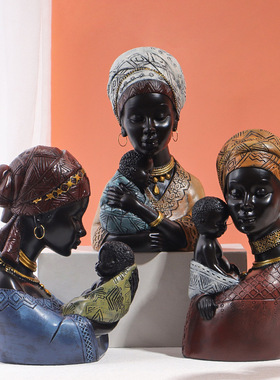 非洲部落异域风情摆件客厅玄关酒柜创意家居装饰黑人女人复古