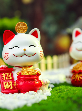 创意摇头猫车载装饰手办树脂工艺家居办公桌开业送人礼品摆件