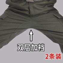 Work clothes pants plus gear work pants mens pure cotton straight cylinder loose abrasion resistant long pants casual electric welding workout pants