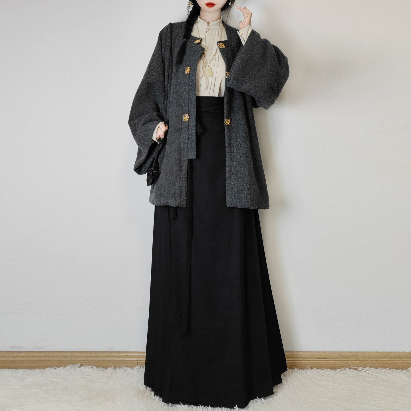 觅锦明制汉服女改良对襟开衫弓袋袖马面裙套装秋冬加厚日常百搭,淘宝优惠券,粉丝福利购,淘宝优惠卷