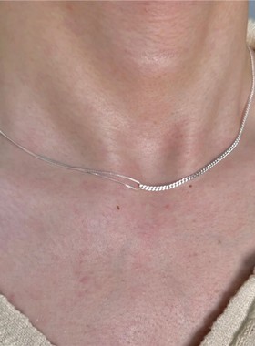 S925纯银简约双层拼接项链女款