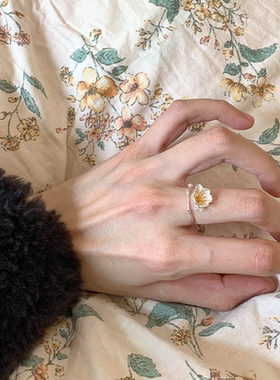 新中式立体海棠花戒指轻奢高级感