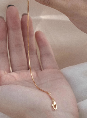 S925纯银冷淡风方形蛇骨链手链女