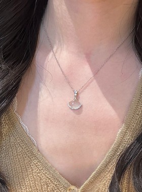 S925银玉髓扇形项链女款2025新款