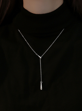 S925纯银水滴项链女生小众设计感
