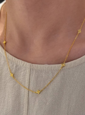 mini金色四叶花项链女款2026新款