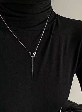 锆石925银十字链女毛衣链项链